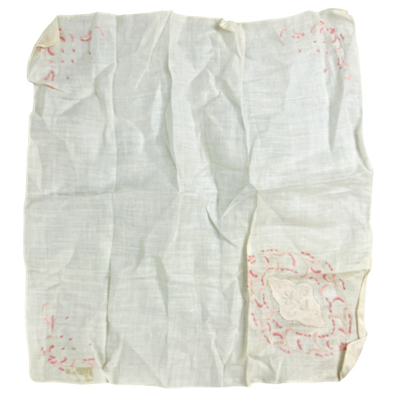 Vintage Handkerchief Lot Buy it Now 5 Embroidered Crochet Solid Floral Pink READ - Picture 15 of 16